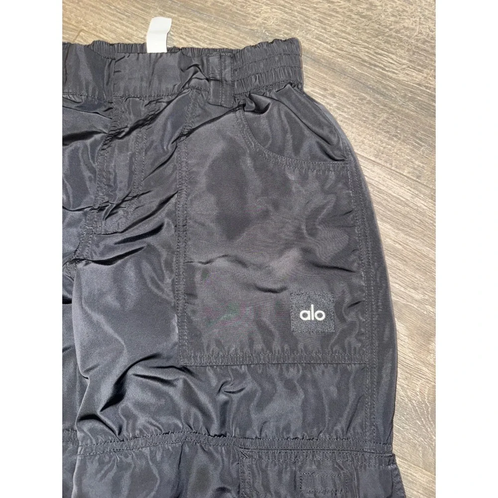 Alo Yoga blaze Cargo Pants Black Wide Leg Zipper size small